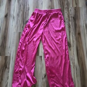 Hunter Hot Pink Satin Wide-Leg Drawstring Pants